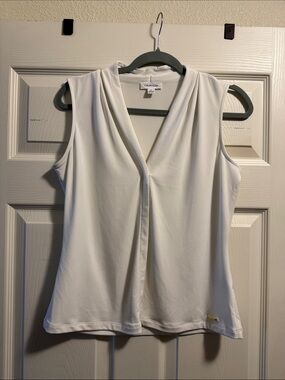 Calvin Klein White Sleeveless V-Neck Tank Top
